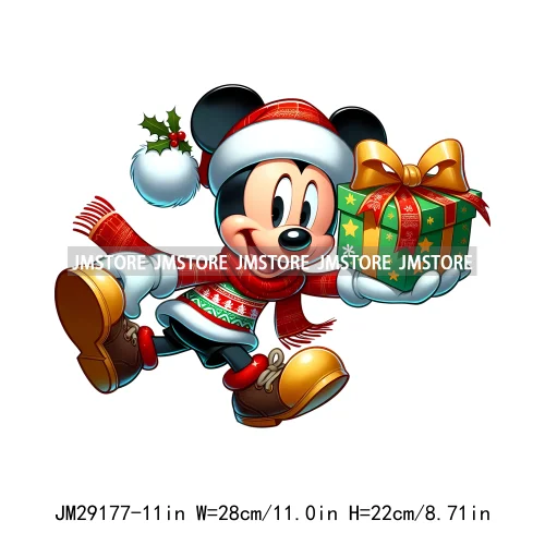 Special Delivery Characters Cartoon Santa Claus Christmas Gift Iron On DTF Transfers Stickers Ready To Press For Clothes