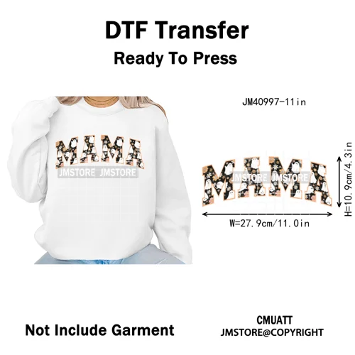 Leopard Checkered Spooky Mama Ghost Halloween Letters Preppy Halloween Iron on DTF Transfer Stickers Ready to Press for T-shirts
