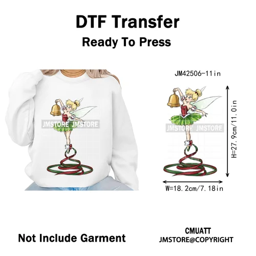 Ho Ho Ho Christmas Coquette Gifts Santa Cartoon Characters Iron on DTF Washable Transfers Stickers Ready to Press for Clothing