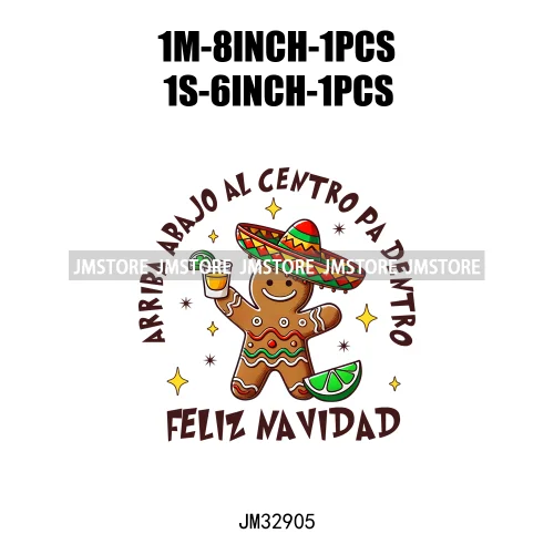 Tis The Season Mexican Christmas Gingerbread Feliz Navidad Concha Xmas Iron On DTF Transfers Stickers Ready To Press T-shirts