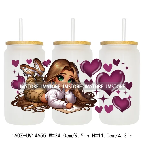 Cartoon Princess Hearts UV DTF Stickers Ready to Transfer Cup Wrap Custom Labels DIY Craft For Libbey Can Glass Tumblers Mugs
