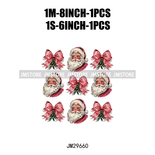 Christmas Santa Red Coquette Highland Cow Xmas Holly Jolly Vibes Iron On DTF Transfers Stickers Ready To Press For T-shirts