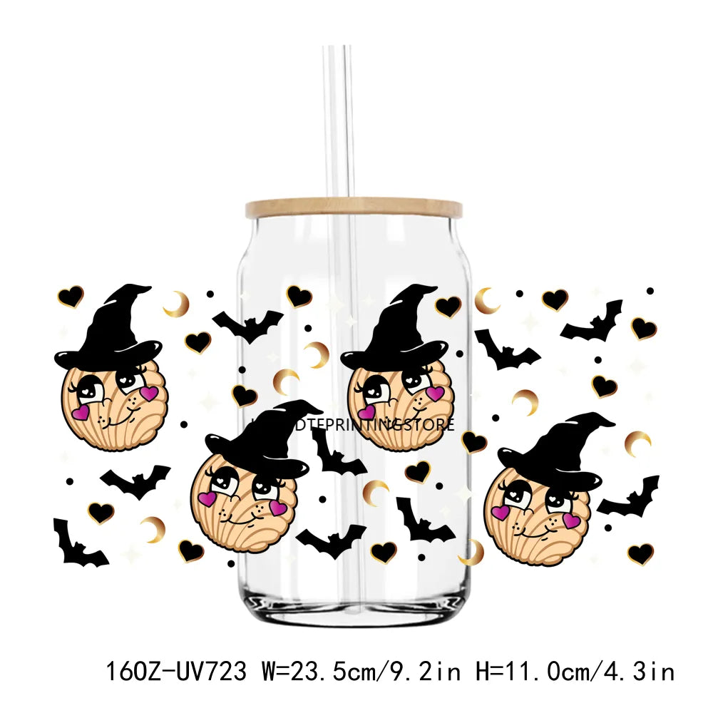 New Halloween Boo Ghost 16OZ UV DTF Cup Wrap Transfers Stickers Custom Labels DIY Durable Waterproof Logo For Libbey Glass Can