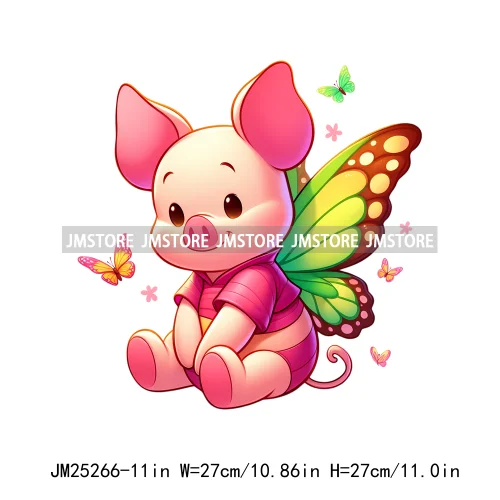 Cute Butterfly Baby Cartoon Animal Printing Decals Iron On DTF Heat Press Transfers Stickers Ready To Press For T-shirts Bags