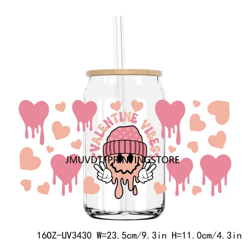 Love More Worry Less UV DTF Sticker For 16OZ Libbey Glass Cup Can Wrap Transfer Sticker Custom Labels DIY Logo XOXO Valentines