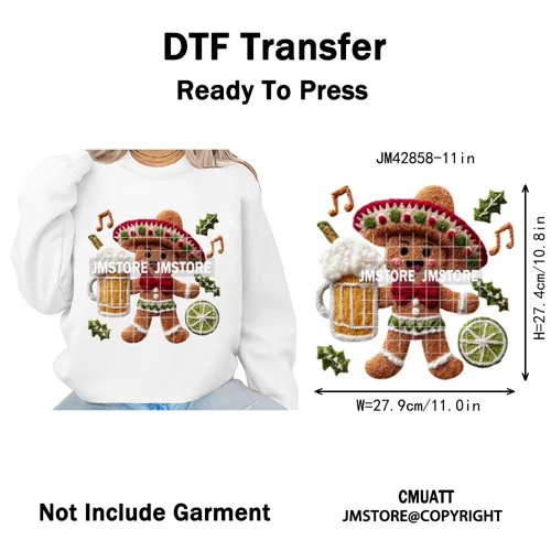 Faux Yarn Christmas Tree Cake Knitting Holiday Xmas Festive Iron on DTF Washable Transfers Stickers Ready to Press for T-shirts