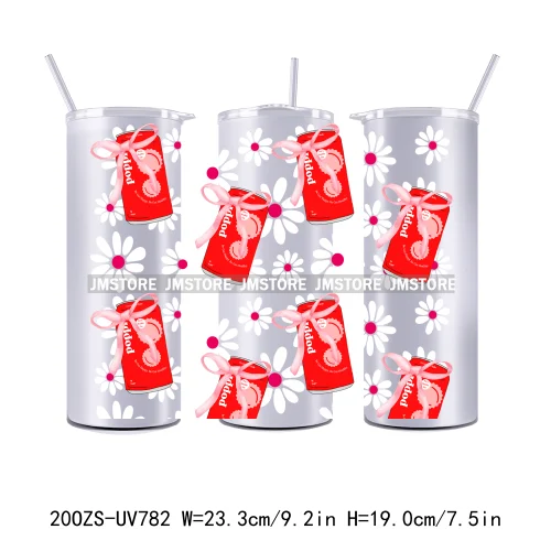 New Floral Soda Can Flowers Coquette Drinks 20OZ UV DTF Skinny Tumbler Wrap Transfer Stickers Waterproof Custom Logo For Tumbler