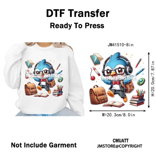 Cartoon Movie Friends Princess Back to School Teacher Learn Iron on DTF Washable Transfer Sticker Ready to Press for Kid Hoodies