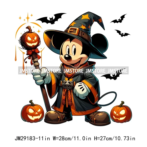 Cartoon Halloween Scary Cute Horror Characters Pumpkin Fall Vibes DTF Iron On Transfers Stickers Ready To Press For Clothing