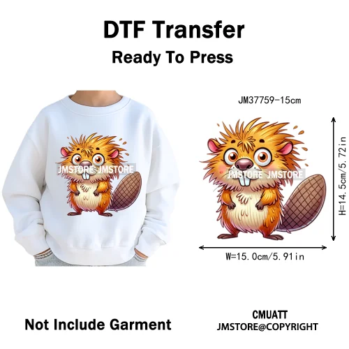 15cm 5.9in Kids Quirky Safari Cartoon Animal Iron On Transfers Stickers For Clothing DTF Printed Appliques Washable T-Shirts