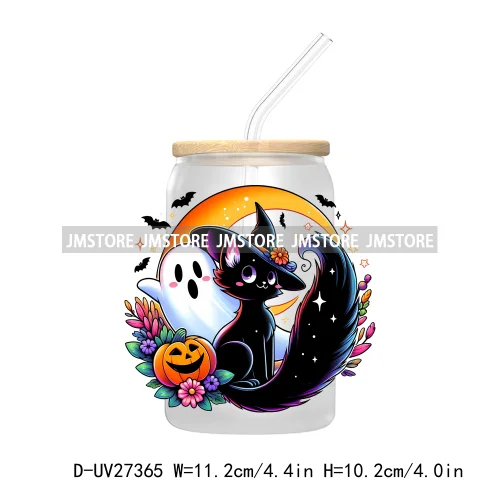 Funny Witch Ghosts Halloween Bat UV DTF Transfer Stickers Decals For Libbey Cold Cups Mugs Tumbler Waterproof Craft Spooky Vibes