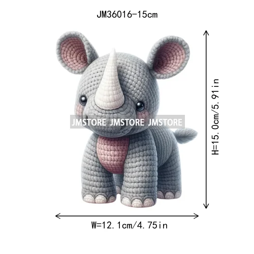 15cm 5.9in Colorful Cute Needle Hook Animal Iron On DTF Heat Transfer Sticker For Clothes Print Vinyl Washable T-Shirt Appliques