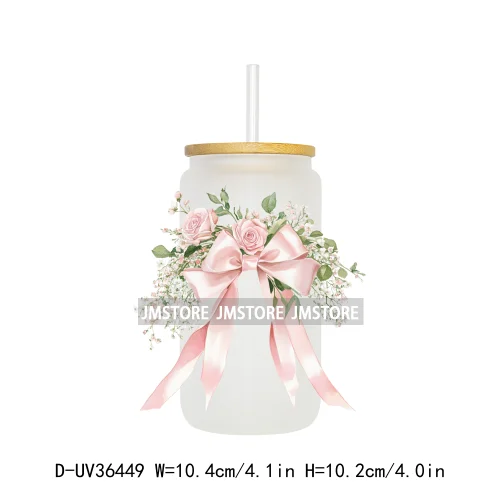 Colorful Bow Ribbon Bridal Birthday UV Sticker Decals For Libbey Cold Cups Mugs Tumbler Transfer Stickers Waterproof DIY Prints