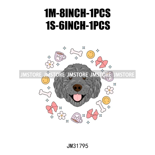 Funny Love Animal Puppy Pet Dogs Cocoa Flower Coquette Design Iron On DTF Transfers Stickers Ready To Press For Sweatshirts Bags