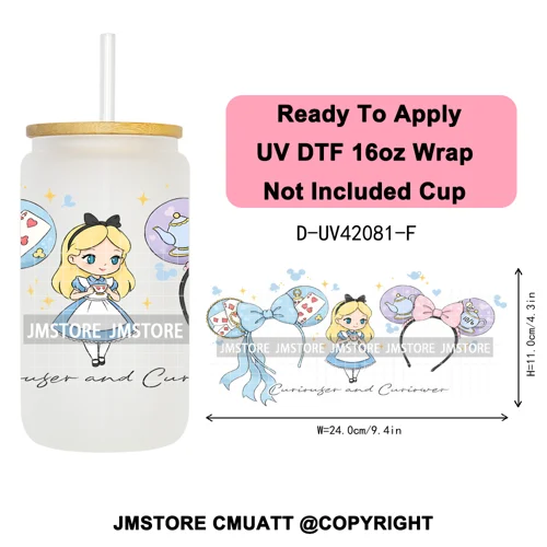 Coquette Bow Magical Cartoon Princess Halloween UV DTF Stickers Ready To Apply Cup Wrap High Quality For 16OZ Libbey Can Glass