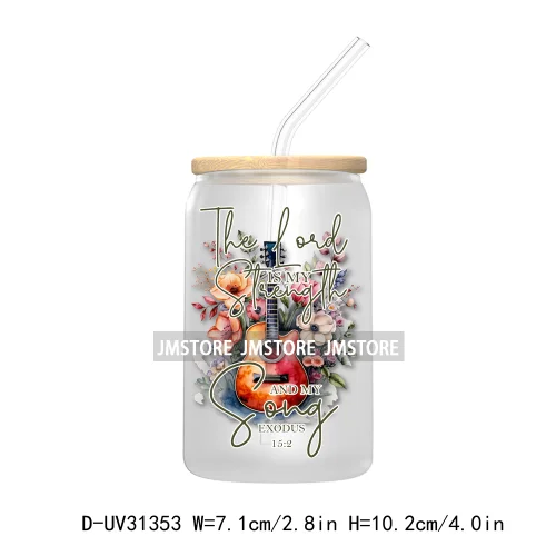 Christian Faith God Blessed Sunflowers Butterfly UV Sticker Decals For Libbey Cold Cup Mug Tumbler Transfer Stickers Bible Verse