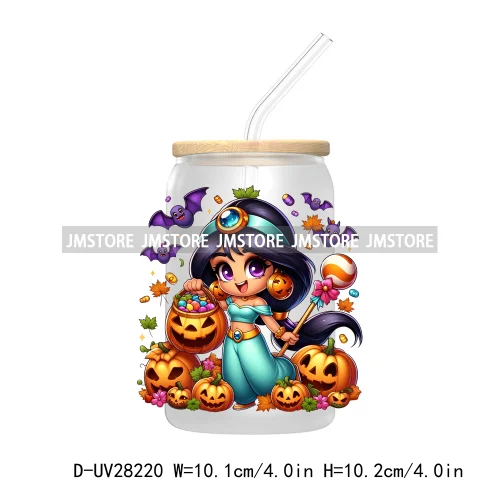 Cartoon Princess Couple Halloween Double Trouble UV DTF Transfer Stickers Decals For Libbey Cold Cup Mug Tumbler Waterproof Logo