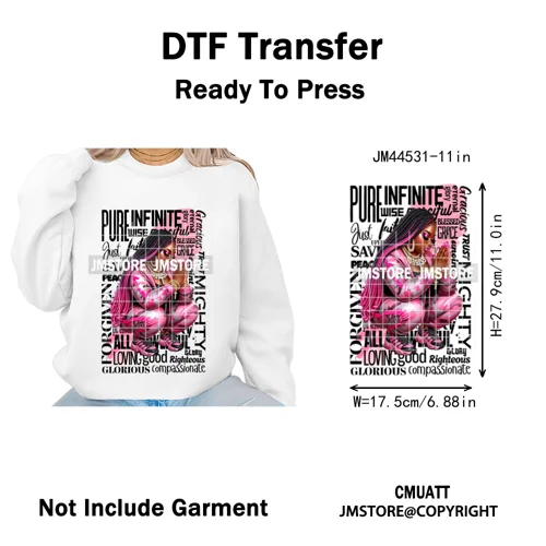 Afro Girls Prayer Jesus Faith Love Magic Christian Women Iron on Washable DTF Heat Transfers Stickers Ready to Press for Clothes