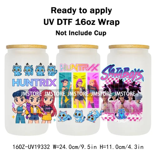 Demon Hunter Merch Derpy Tiger 16OZ UV DTF Cup Wraps Ready To Apply Waterproof Transfer Stickers For Libbey Glass Can Kpop Girls