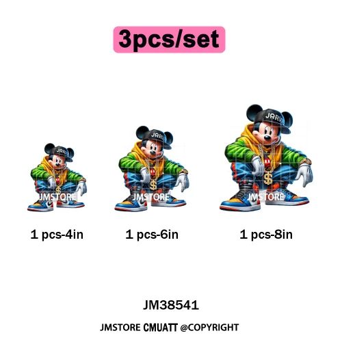 Cool Hip Hop Cartoon Animal Characters Streetwear Thug Life Iron on DTF Washable Transfers Stickers Ready to Press for Clothes