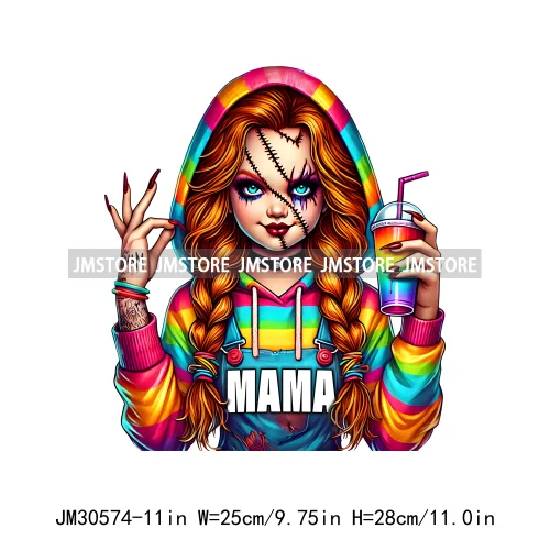 Halloween Spooky Horror Cartoon Mama Character Printing Iron On DTF Transfers Stickers Ready To Press For Sweatshirts