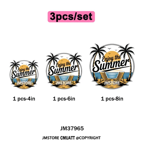 Hello Summer Beach Vibes Stay Cool Live In Sunshine Hot Mom Cowgirl Iron on DTF Transfers Stickers Ready to Press for T-shirts