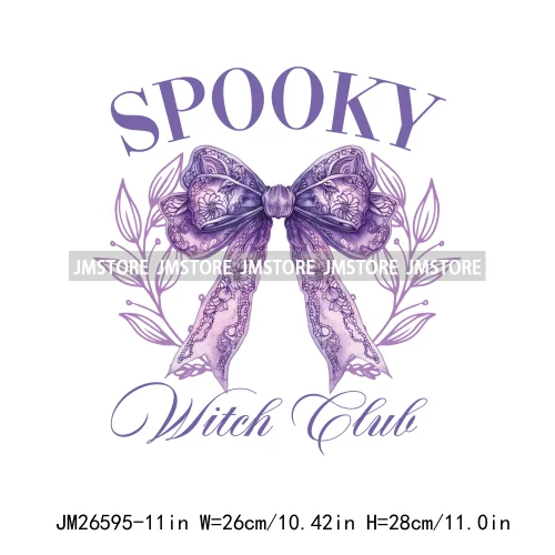 Spooky Halloween Mama Witch Social Club Coquette Bows Ghost Black Cat DTF Iron On Transfer Stickers Ready To Press For Clothing