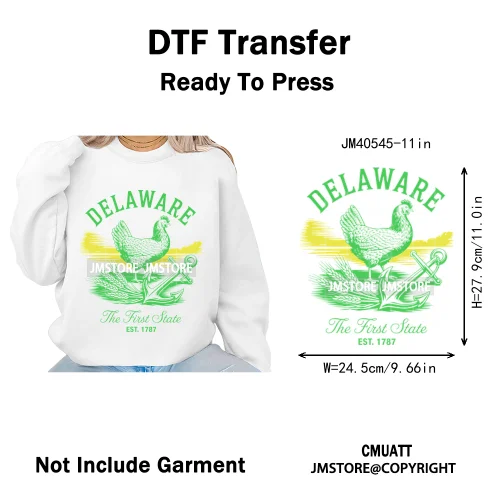 Colorful US State Love Travel Landmark Animal Icons Printing Iron on DTF Washable Transfers Stickers Ready to Press for T-shirts