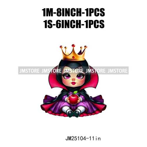 Cartoon Washable Halloween Princess Evil Queen Girls Printing Designs DTF Iron On Transfers Stickers Ready To Press For Textil