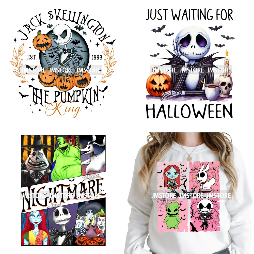 Halloween Horror Party Cartoon Friends Nightmare Spooky Vibes Iron on DTF Washable Transfers Stickers Ready to Press for Clothes