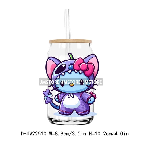 High Quality Costume Cartoon Blue Cat UV DTF Transfers Stickers Decals For Libbey Cold Cups Mugs Tumbler Waterproof DIY Craft