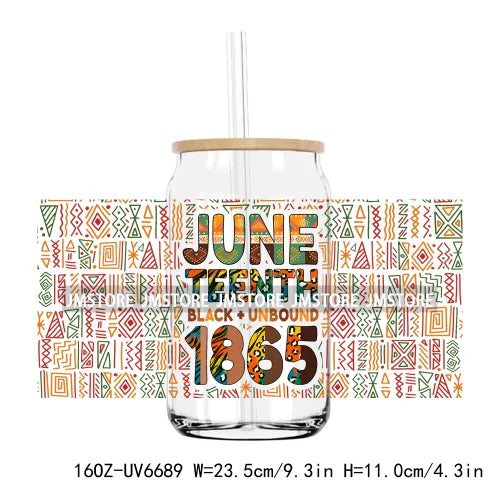 1865 Vibes Juneteenth Sunflower 16OZ UV DTF Cup Wrap Transfer Stickers Custom Label Durable Waterproof Logo For Libbey Glass Can