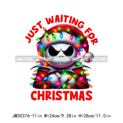 Horror Pink Christmas Bright Light Blowing Bubble Cartoon Character Iron On DTF Transfers Stickers Ready To Press For Hoodies