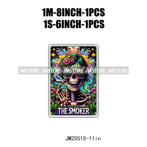 New Drama Queen Teacher Reader Smoker Flower Skull Humor Gothic Tarot Card DTF Iron On Heat Press Transfer Stickers For Clothing