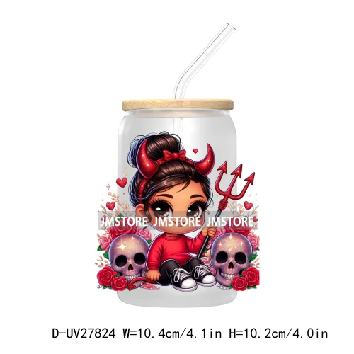 Halloween Latina Hispanic Girl UV DTF Transfer Stickers Decals For Libbey Cold Cup Mug Tumbler Waterproof Craft Sugar Skull Rose