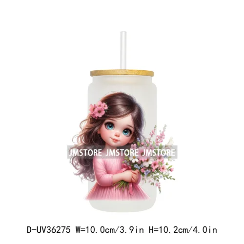 Cute Little Girl Butterfly Wings UV DTF Transfer Stickers Decal Ready To Apply Waterproof For 16OZ Libbey Glass Can Cups Tumbler