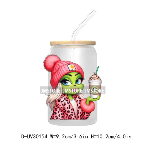 Leopard Green Mean Girl Chibi Lady Bougie Christmas UV DTF Transfer Stickers Decals For Libbey Cold Cups Mugs Tumbler Waterproof