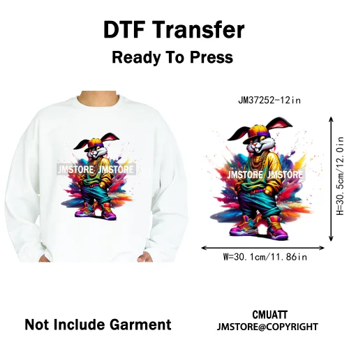 12in Cool Jungle King Beats Graffiti Hip Hop Animals Lover Iron on DTF Thermal Transfers Stickers Ready to Press for T-shirts