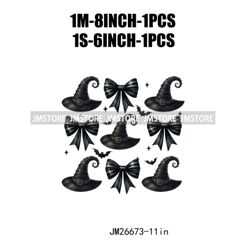 New Halloween Skeleton Ghost Coquette Bow Witch Hats Pumpkin Designs DTF Iron On Transfers Stickers Ready To Press For Hoodies