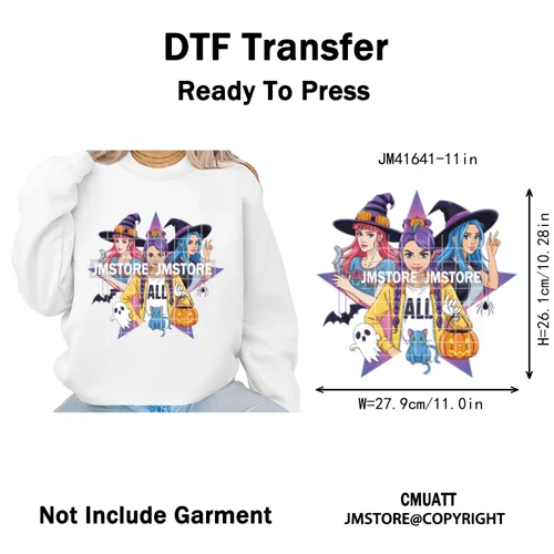 Stay Spooky Ghost Halloween Cartoon Hunters Kpop Band Group Iron on DTF Washable Transfers Stickers Ready to Press for Clothing