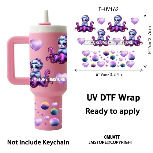 Baby Princess Cartoon Couple Custom UV DTF Stickers Print Tumbler Wraps Ready to Transfer Waterproof For Mini Tumbler Keychain