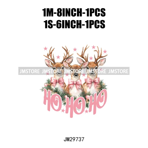 Small Town Fram Fresh Tree Christmas Merry Vibes Ho Ho Ho Santa Deer Iron On DTF Transfers Stickers Ready To Press For Hoodies