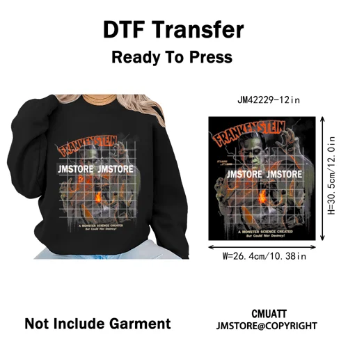 Cool Halftone Horror Killer Characters Scary Halloween Vibes Iron on DTF Washable Transfers Stickers Ready to Press for Clothes