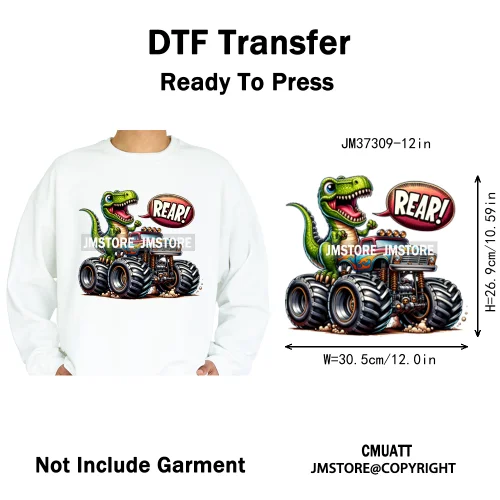 12in Monster Trucks Are My Jam Urban Graffiti Racing Rules Iron on Washable DTF Transfers Stickers Ready to Press for Clothing