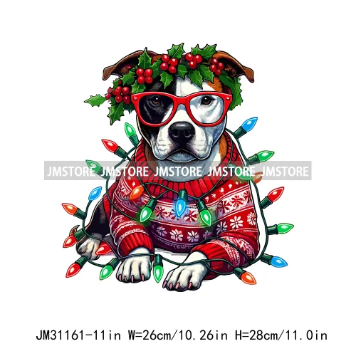 Dog Cat Pets Mom Christmas Season Merry Woofmas Paws And Give Thanks Iron On DTF Transfer Stickers Ready To Press For Sweatshirt