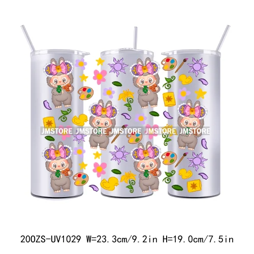 Cute Monster Doll Cartoon Character 20OZ Skinny Tumbler Wrap Ready To Apply UV DTF Transfer Stickers Durable Prints For Tumbler