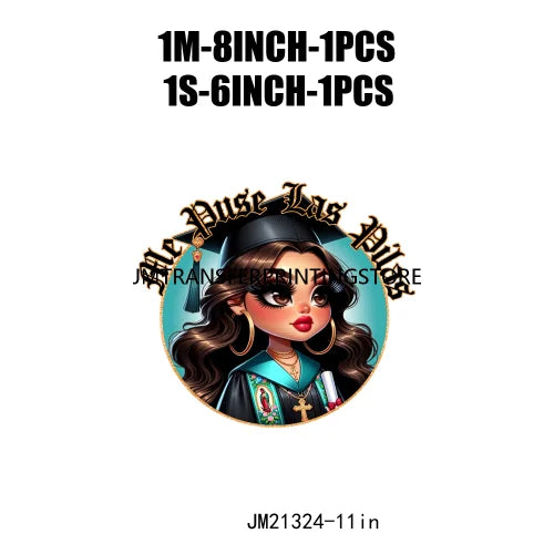 Chicana Chola Educated Latina Graduation Girl Mexican Culture Iron On Stickers Chingona y con Diploma DTF Transfers For Garment