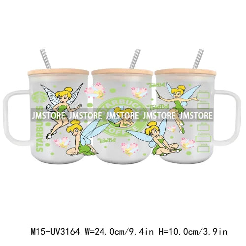 Cartoon Baby Little Princess UV DTF Glass Can Wrap For 15OZ Mug Glass Cup Transfer Stickers DIY Custom Logo Labels Magic Kingdom