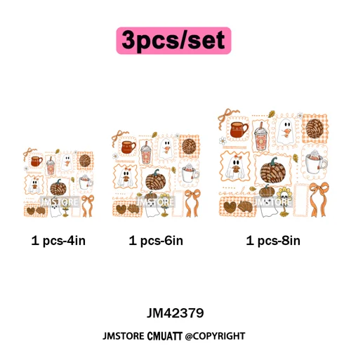 Ghost Coquette Spanish Halloween Pan Dulce Conchas And Cucuy Iron on DTF Washable Transfers Stickers Ready to Press for Textiles