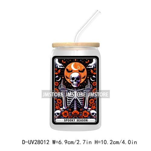 Cute Ghost Tarot Card Halloween UV DTF Transfer Stickers Decals For Libbey Cold Cups Mugs Tumbler Waterproof Craft Spooky Vibes